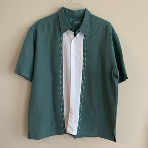 Cubavera button down green and white shirt- xlarge